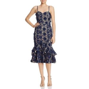 NWT ❗️ JARLO ROSA RUFFLED SWEETHEART DRESS XS NAVY trendy chic wedding cocktail